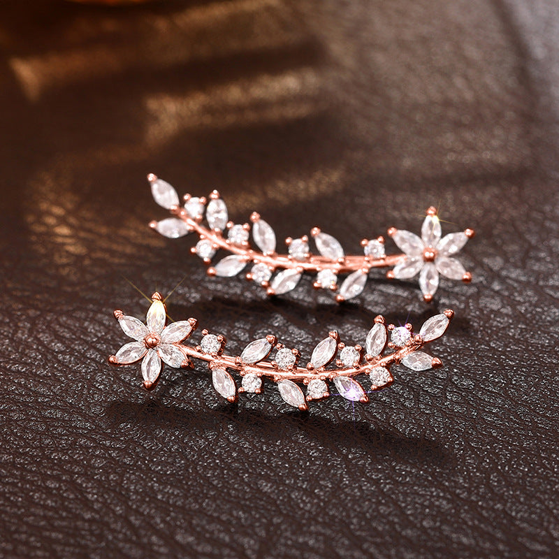 Full Diamond Flower Earrings