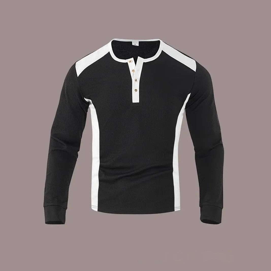 Mens Long-sleeve Sweatshirt With Patchwork Jacquard Design Loose Fit