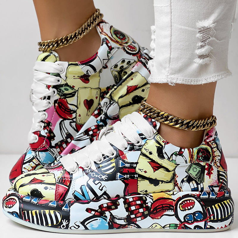 Casual Round Toe Thick Sole Sneakers - Littfashions