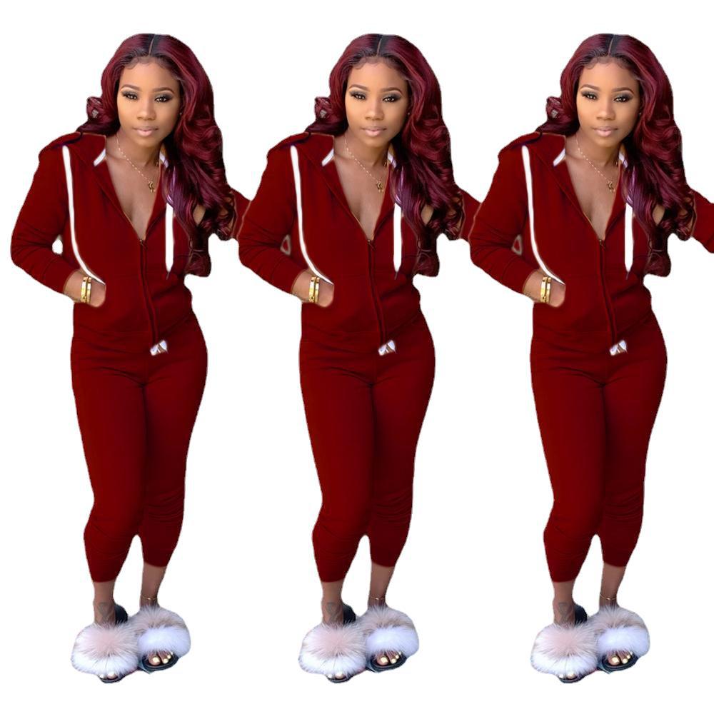 Women's Solid Color Hoodie Suit