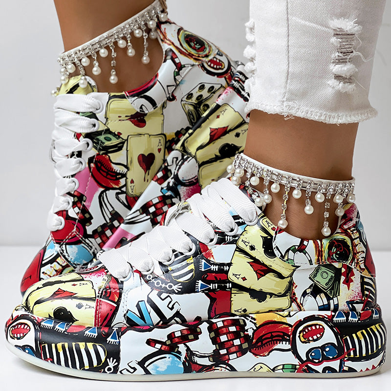 Casual Round Toe Thick Sole Sneakers - Littfashions