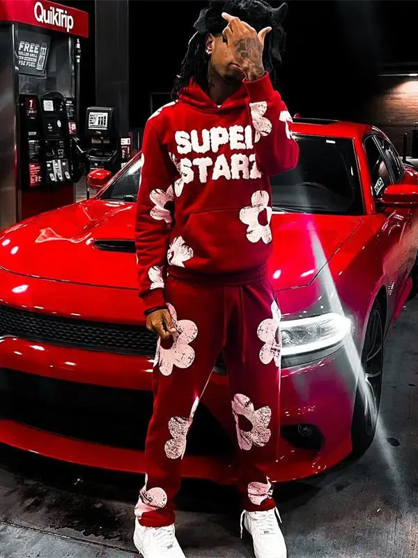 hooded zipper & sweatpants set