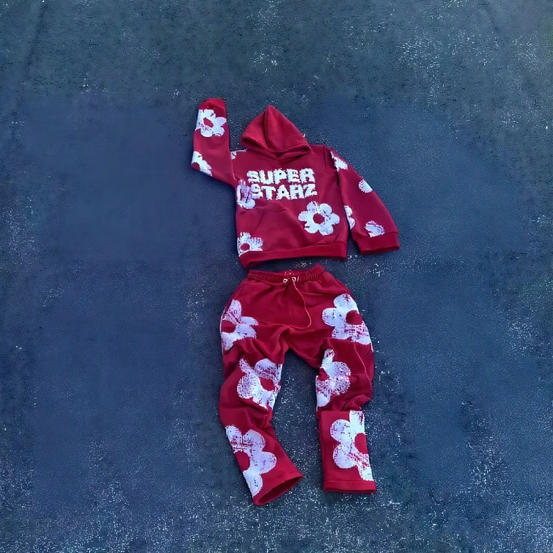 hooded zipper & sweatpants set