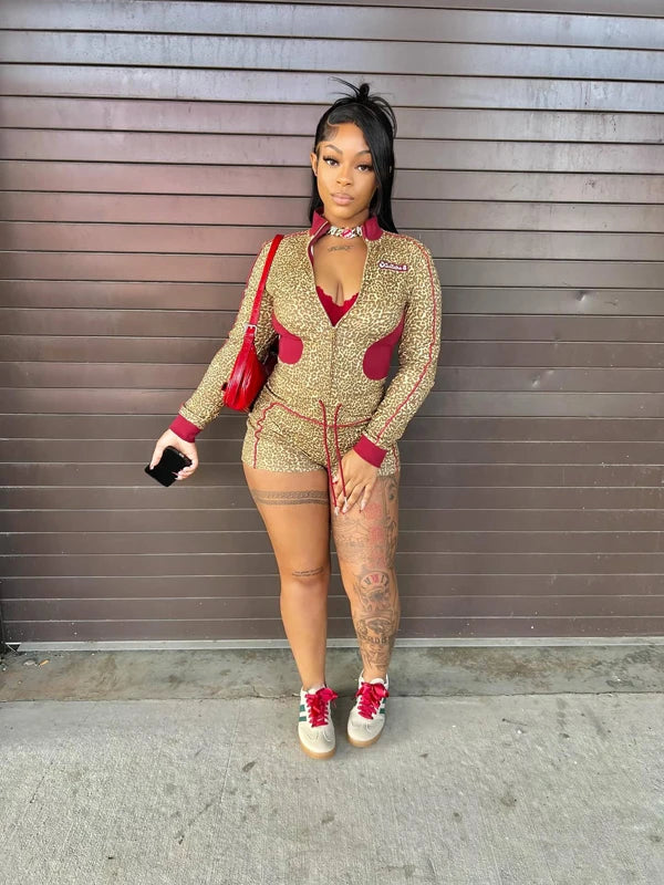 Leopard Jacket and Shorts Set