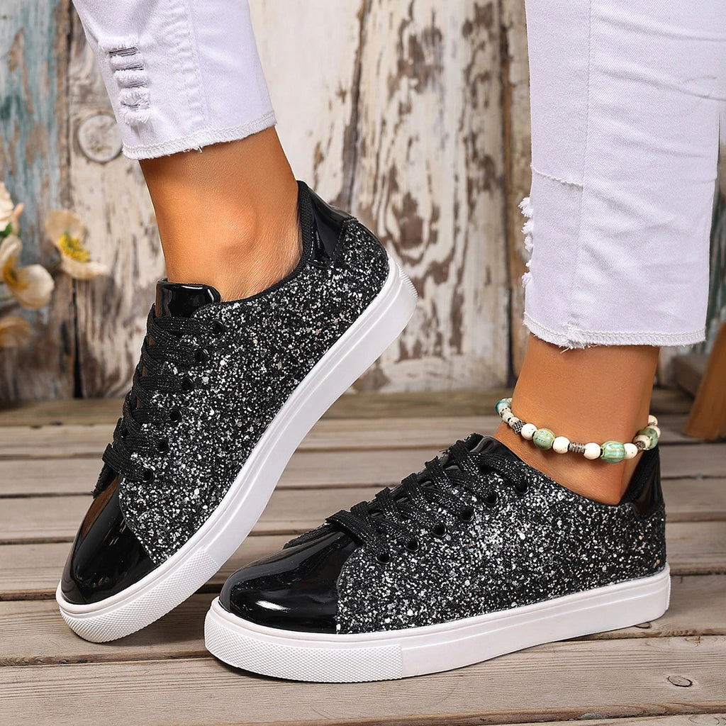 Women’s Glitter Lace-up Sneakers