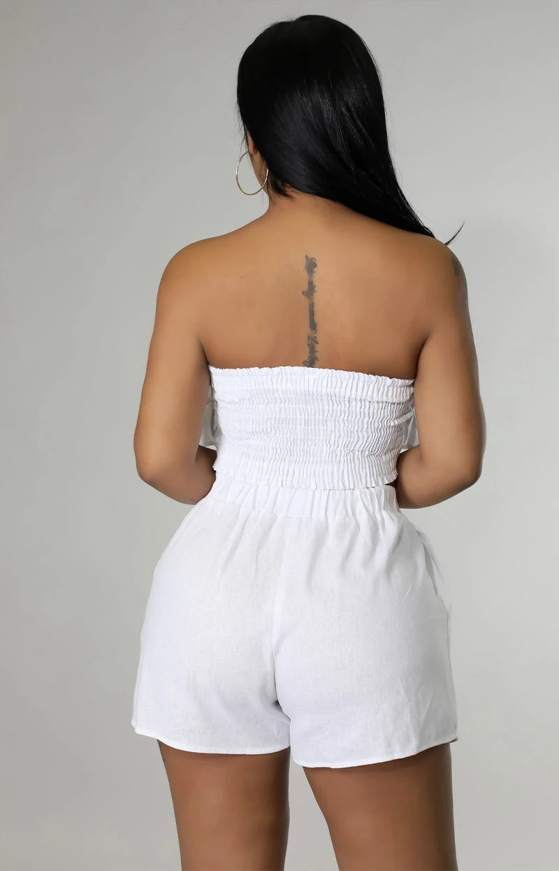 women's crop-top shorts set