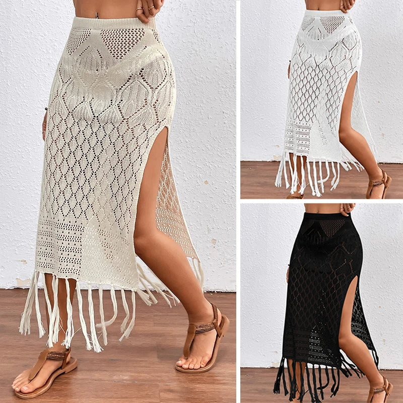 High Slit Tassel Beach Cover Up