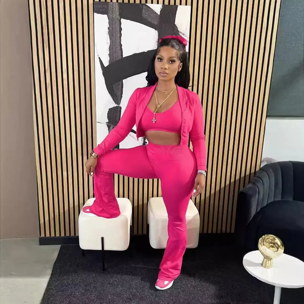 Microbell-Bottom Pants Casual Two-Piece Suit
