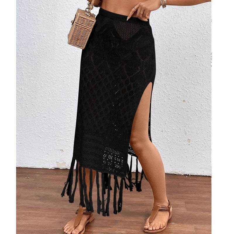 High Slit Tassel Beach Cover Up