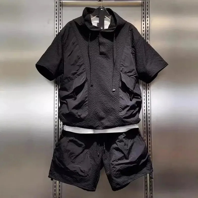 Hooded Short-sleeved Shorts Two-piece Set