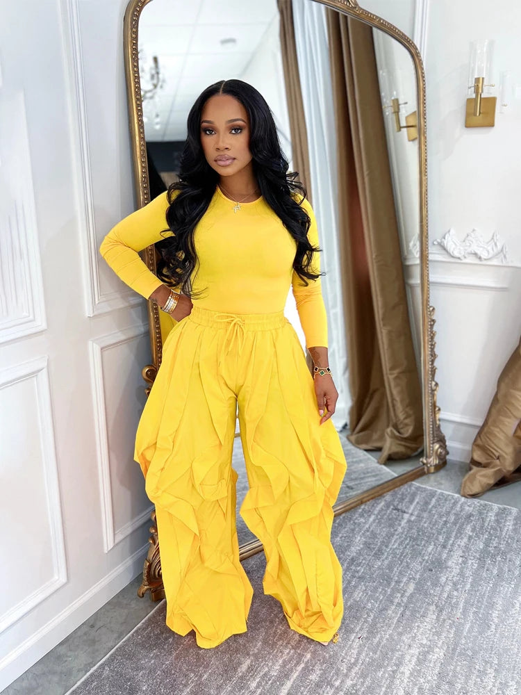 Long Sleeve Ruffle Two Piece set