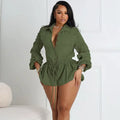 Turn-down Collar Drawstring jumpsuit