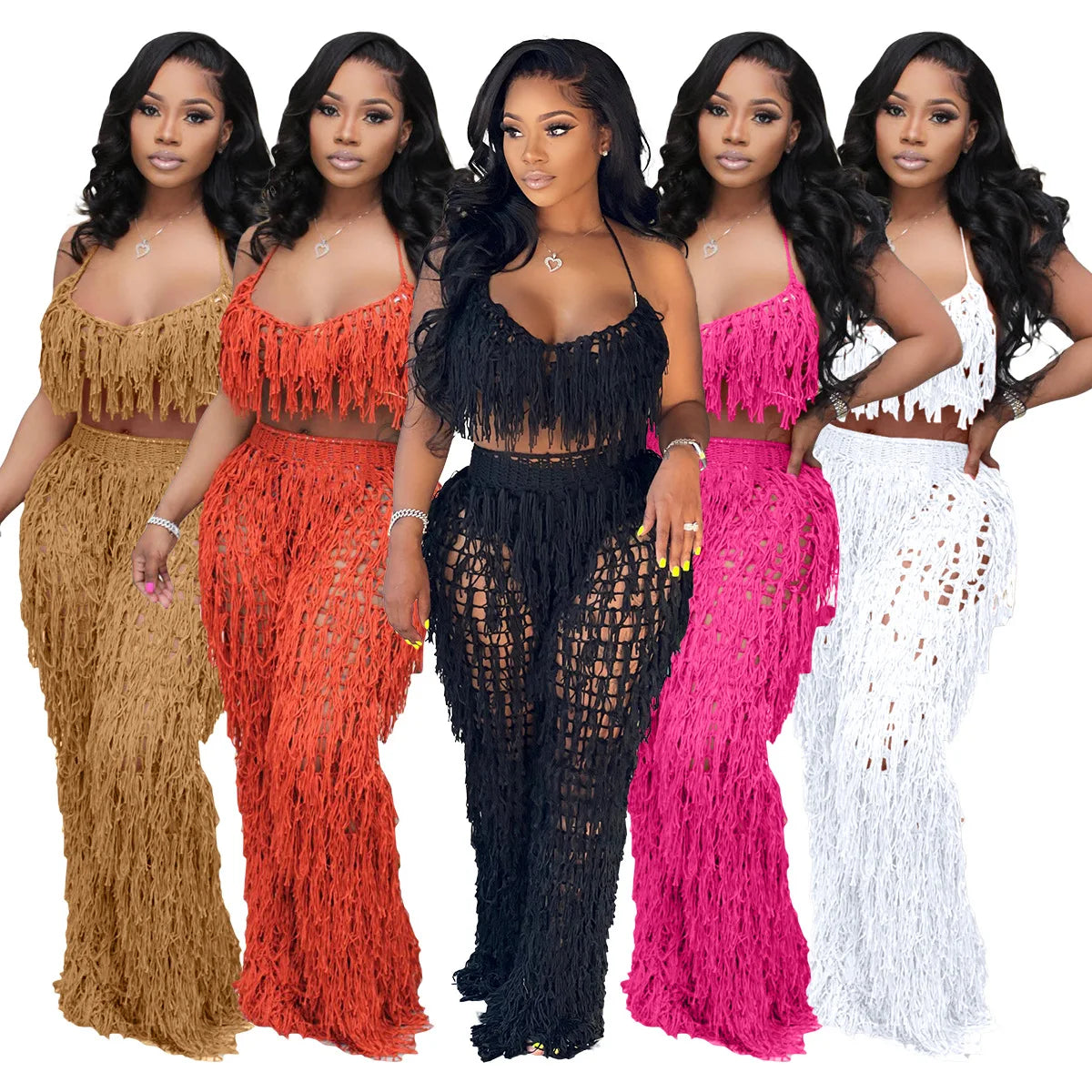 knitted beach two piece set