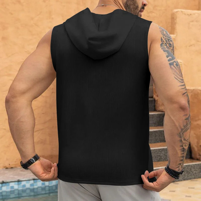 Hooded Sleeveless Lace-up Vest ﻿