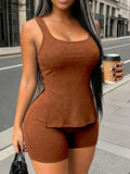 Side Split Tank Top and Shorts Set