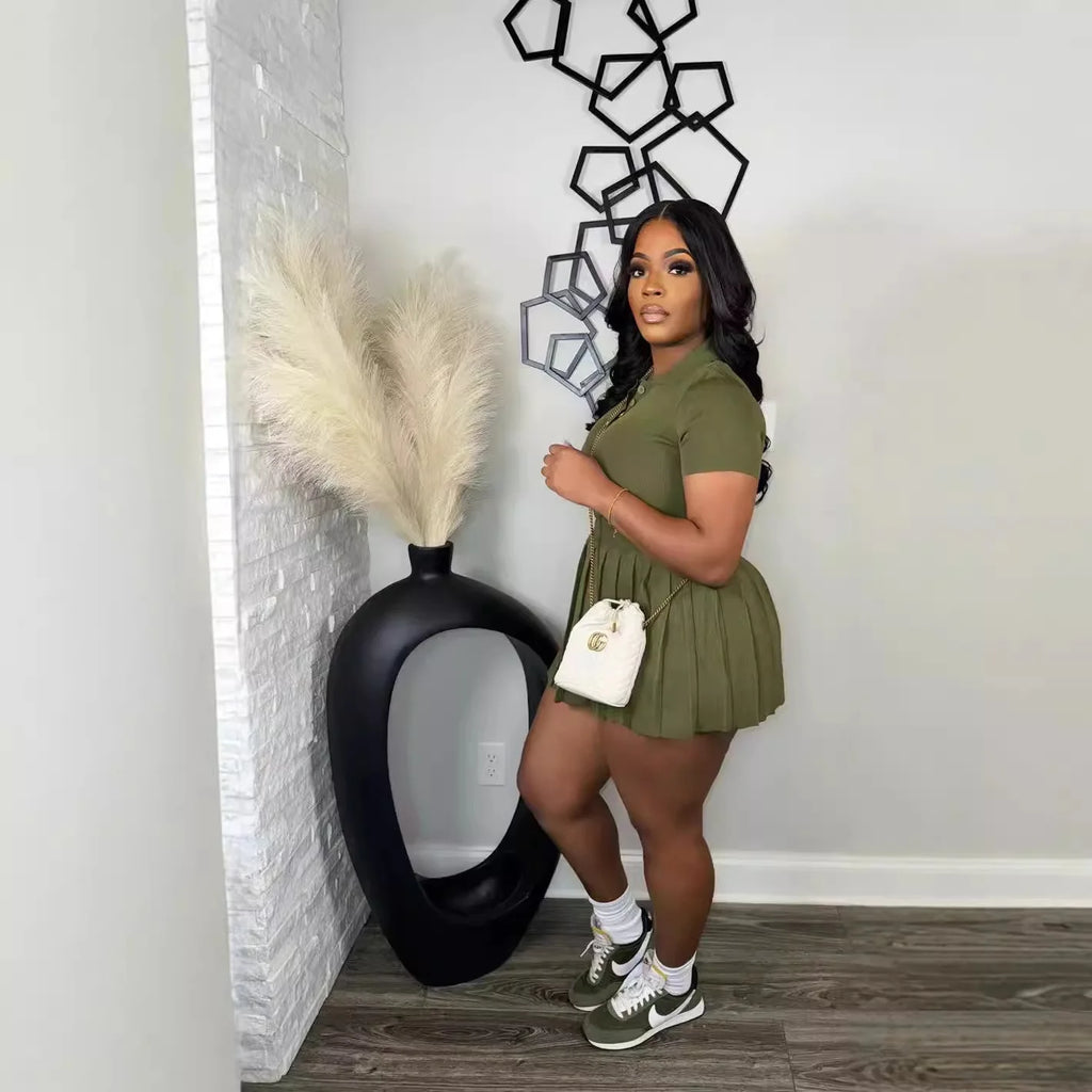 Mini Skirt and Short Sleeve T-shirt Top