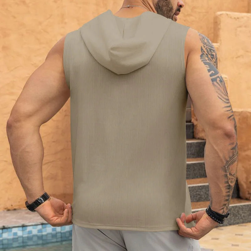 Hooded Sleeveless Lace-up Vest ﻿