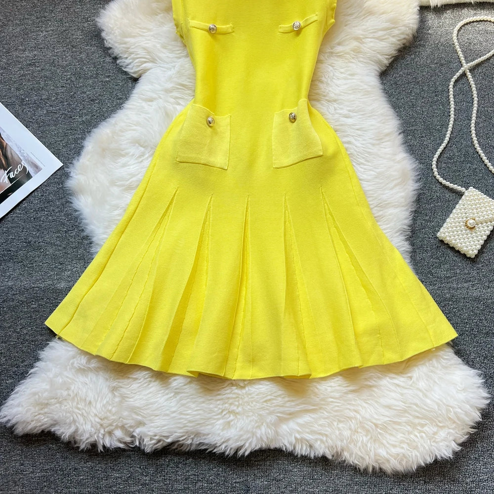 O-neck Slim Waist Party Dress
