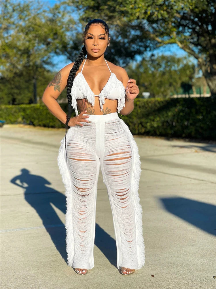 Two Piece Halter Neck Bikini Top+Pants set