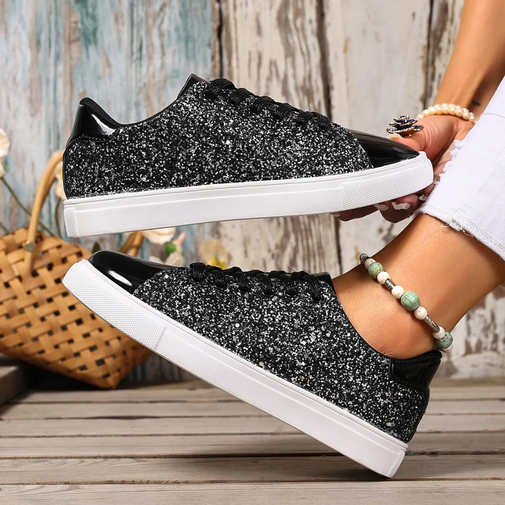 Women’s Glitter Lace-up Sneakers