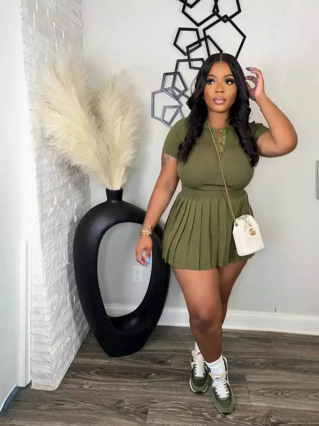 Mini Skirt and Short Sleeve T-shirt Top