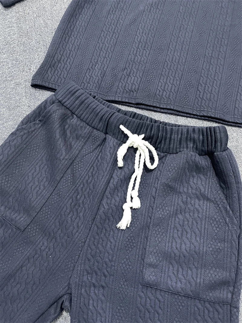 Men's V-neck Short Sleeve T-shirt and Shorts Set