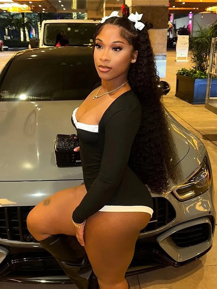 Skinny Stretch Long Sleeve Romper