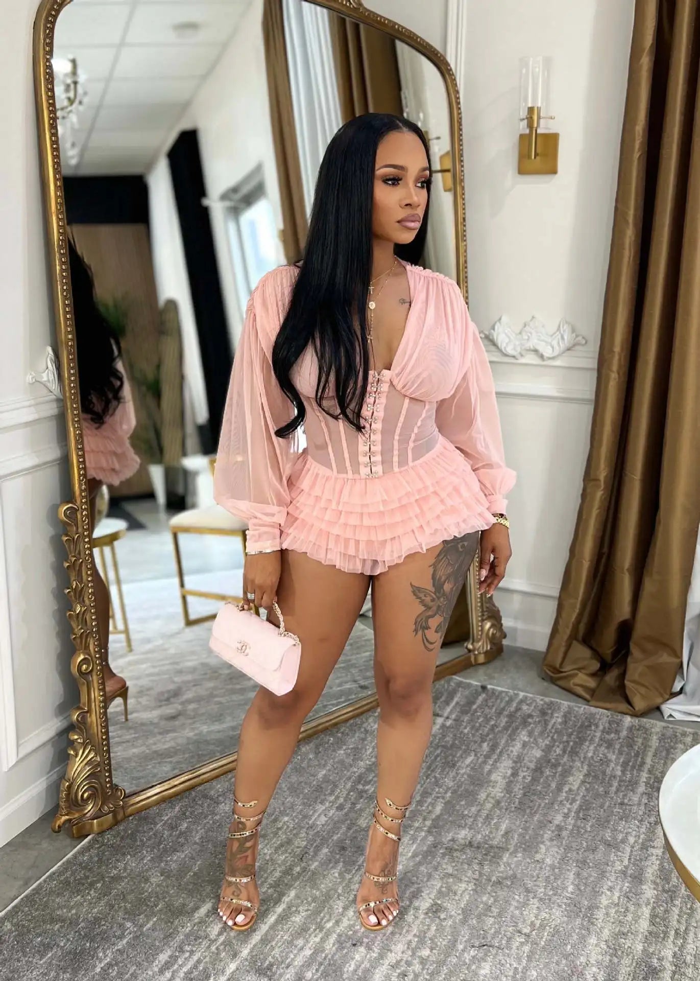 Ruched Long Sleeves Jumpsuit