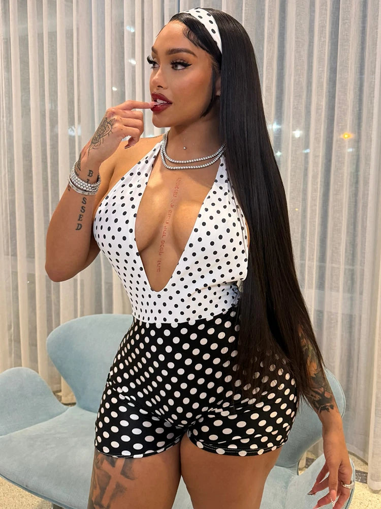 Polka Dots Skinny Stretch Romper