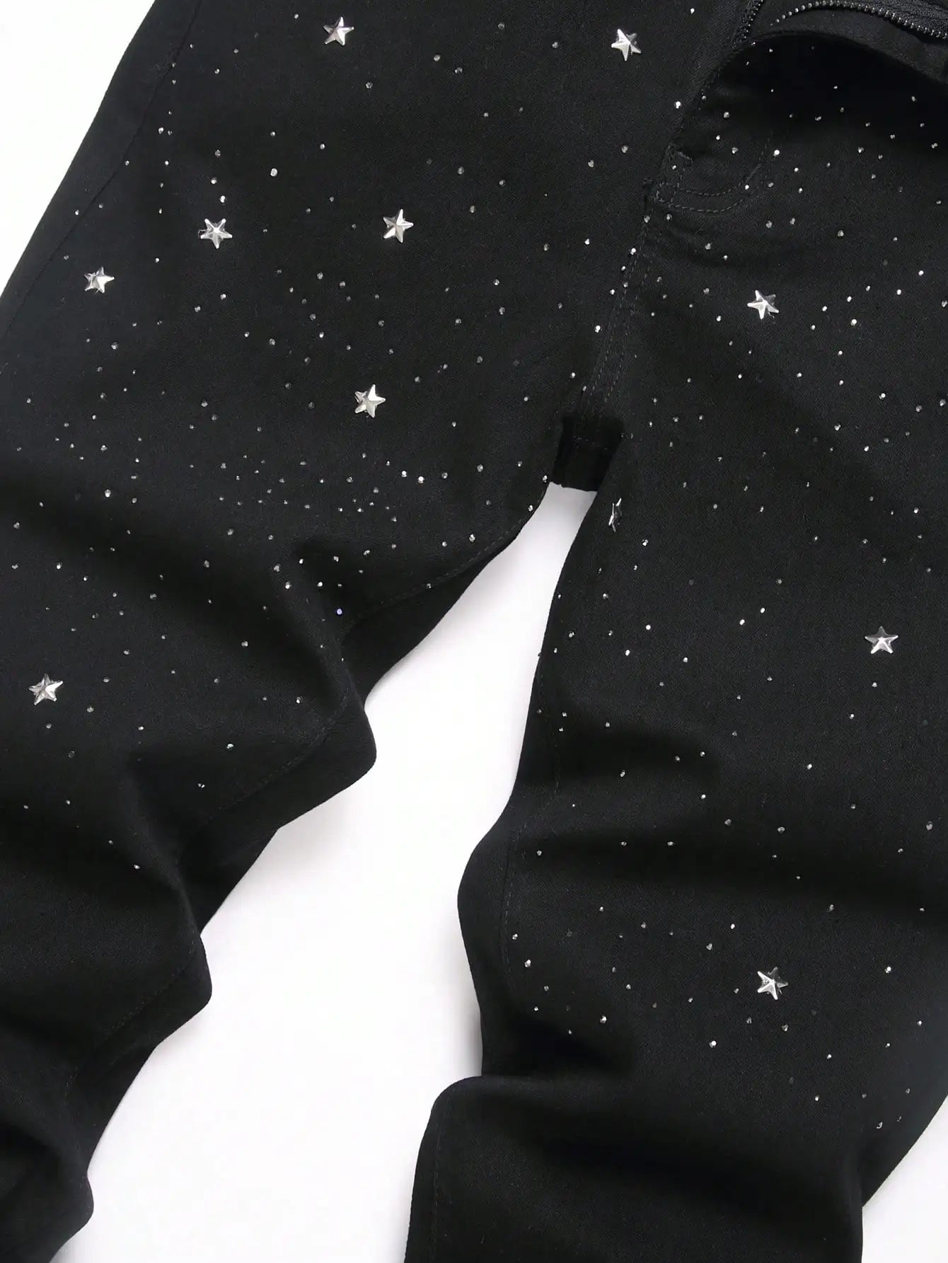 Rhinestone - Embellished Black Stretch Skinny Jeans