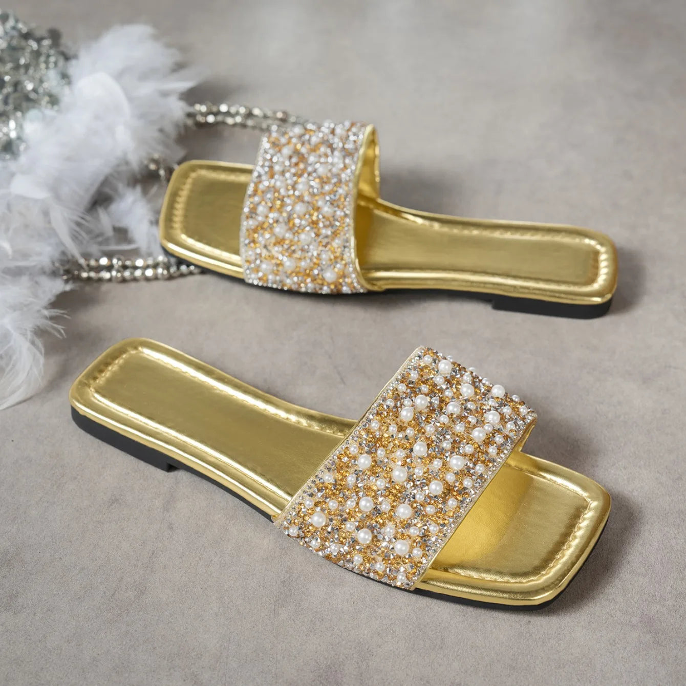 Rhinestone Flat Sandals