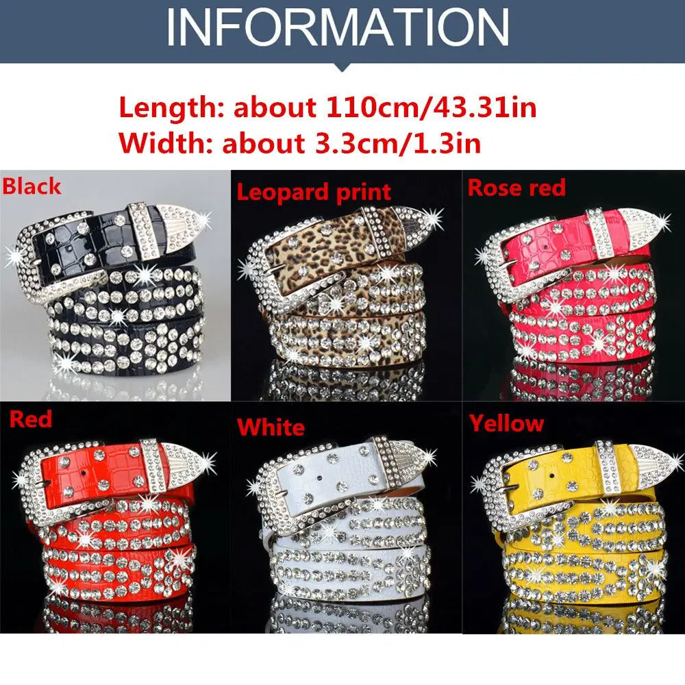 Leather Rhinestone Belts