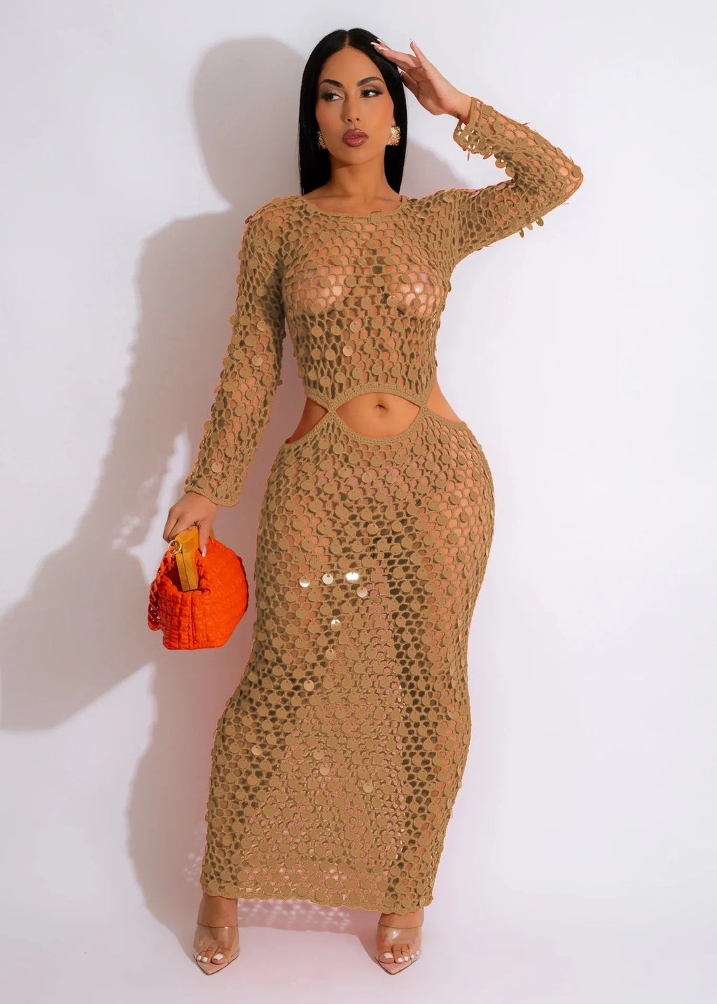 Fishnet Knitting Maxi Dress