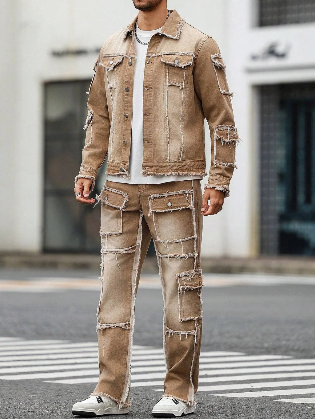 Khaki Jacket & Jeans Denim suit