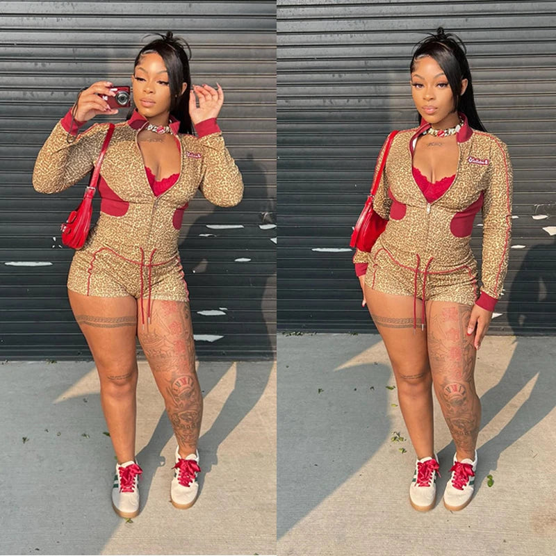 Leopard Jacket and Shorts Set