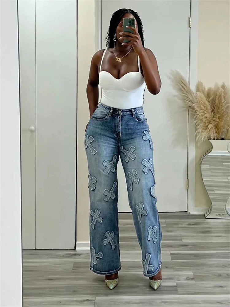 High Waist Denim Wide Leg jeans