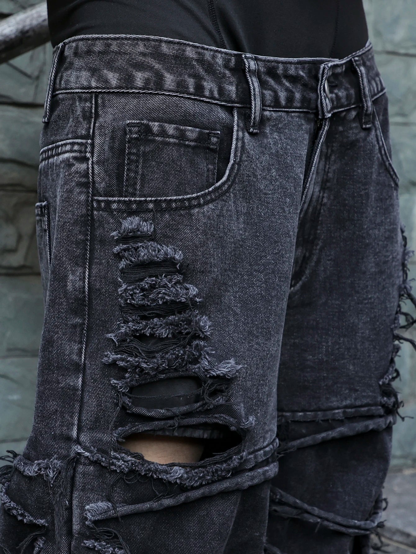 Men's black (ripped holes) Jeans