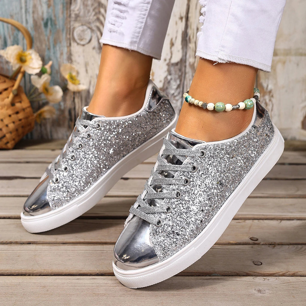Women’s Glitter Lace-up Sneakers
