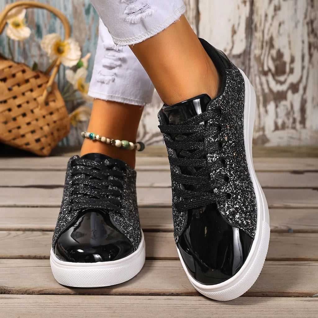 Women’s Glitter Lace-up Sneakers