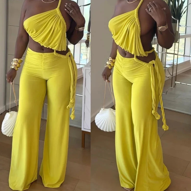 Halter Sleeveless Wide-leg outfit