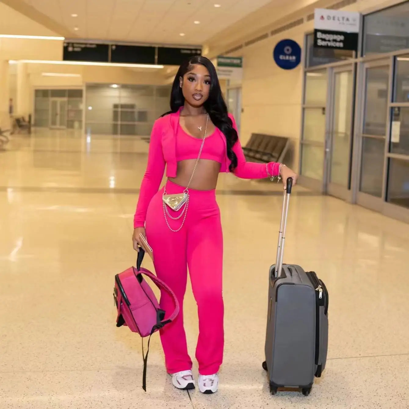 Microbell-Bottom Pants Casual Two-Piece Suit