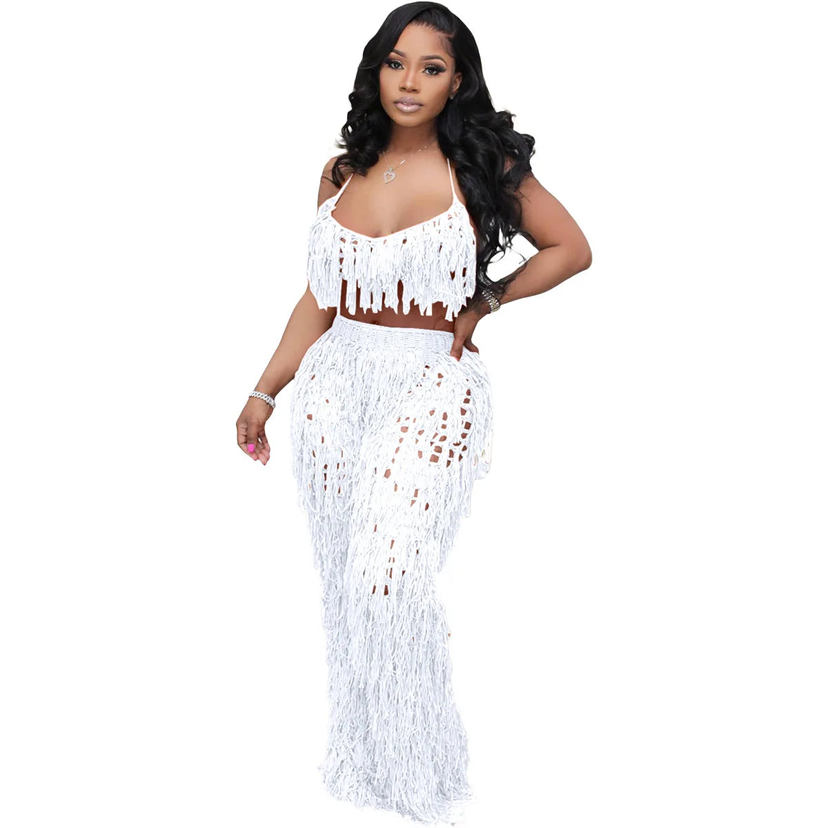 knitted beach two piece set