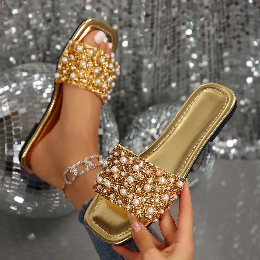 Rhinestone Flat Sandals