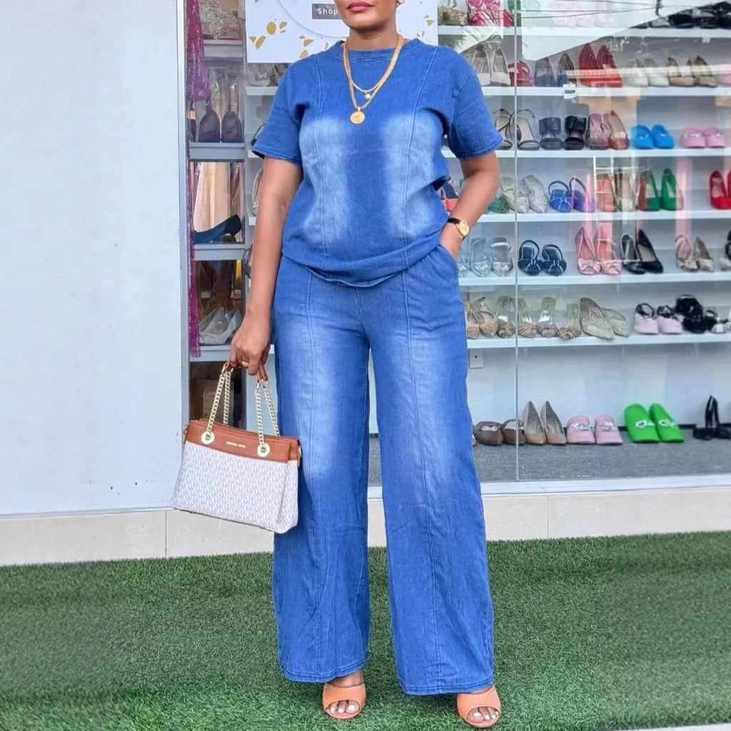High Waist Pants and Shirt Set