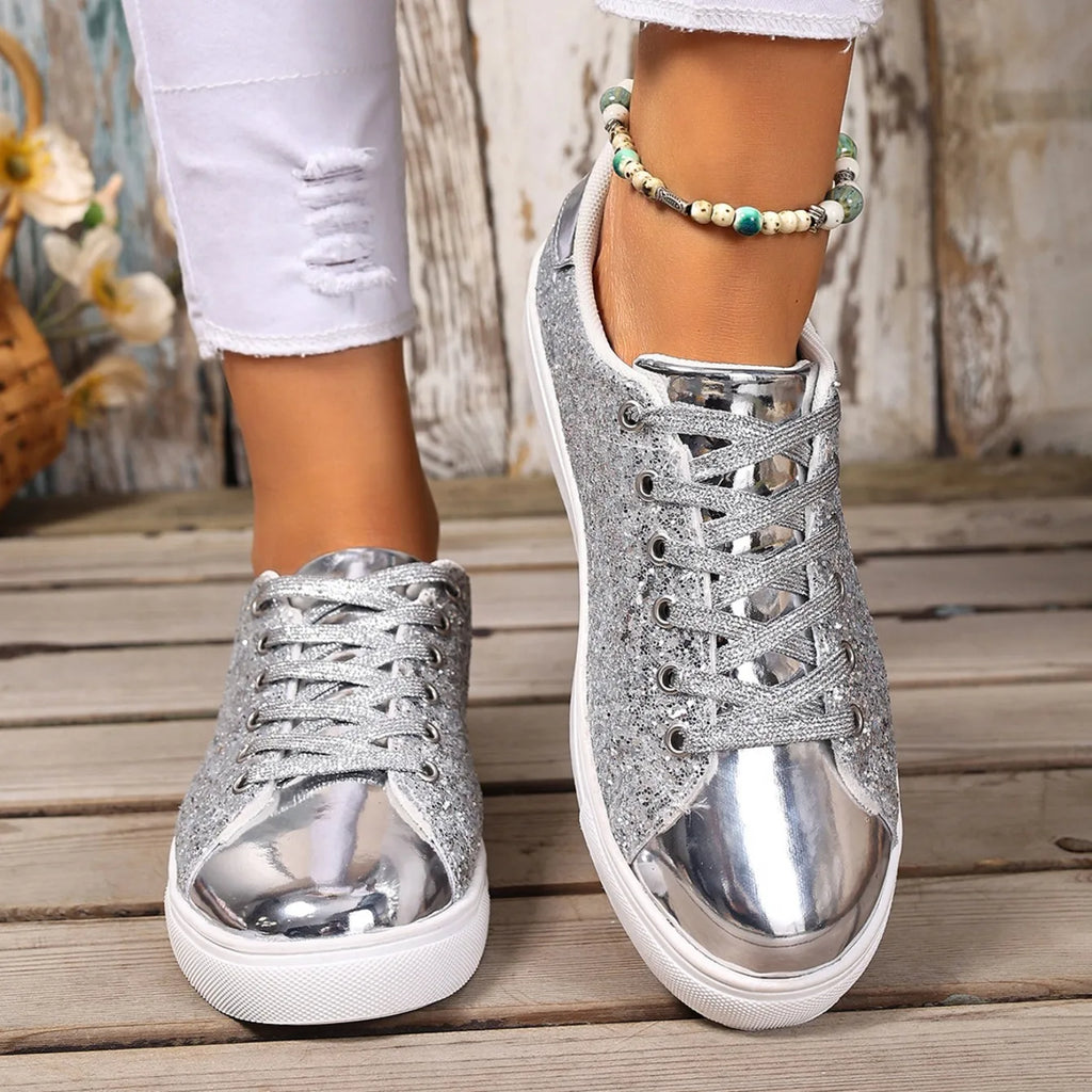 Women’s Glitter Lace-up Sneakers