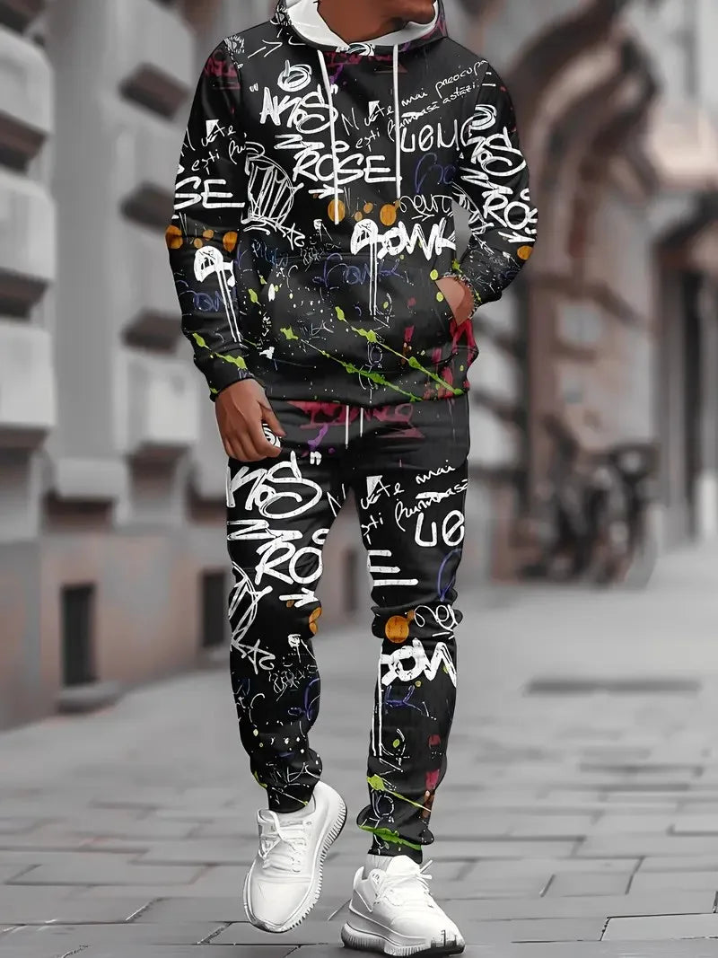 men's graffiti print outfit