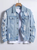Light blue ripped denim jacket
