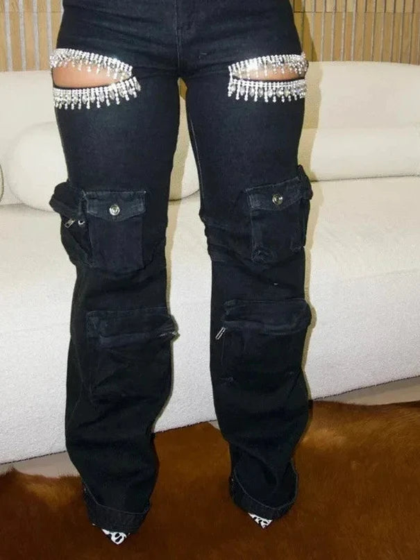 Diamond Mid Waist Straight Leg Jeans