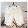 Men's Ripped White Denim Shorts