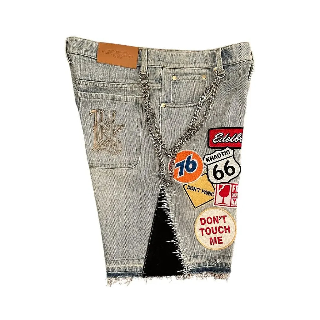 Patchwork Denim and camo Shorts
